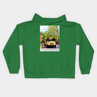 Teachers - School Buses at Stop Sign in Spring Kids Hoodie